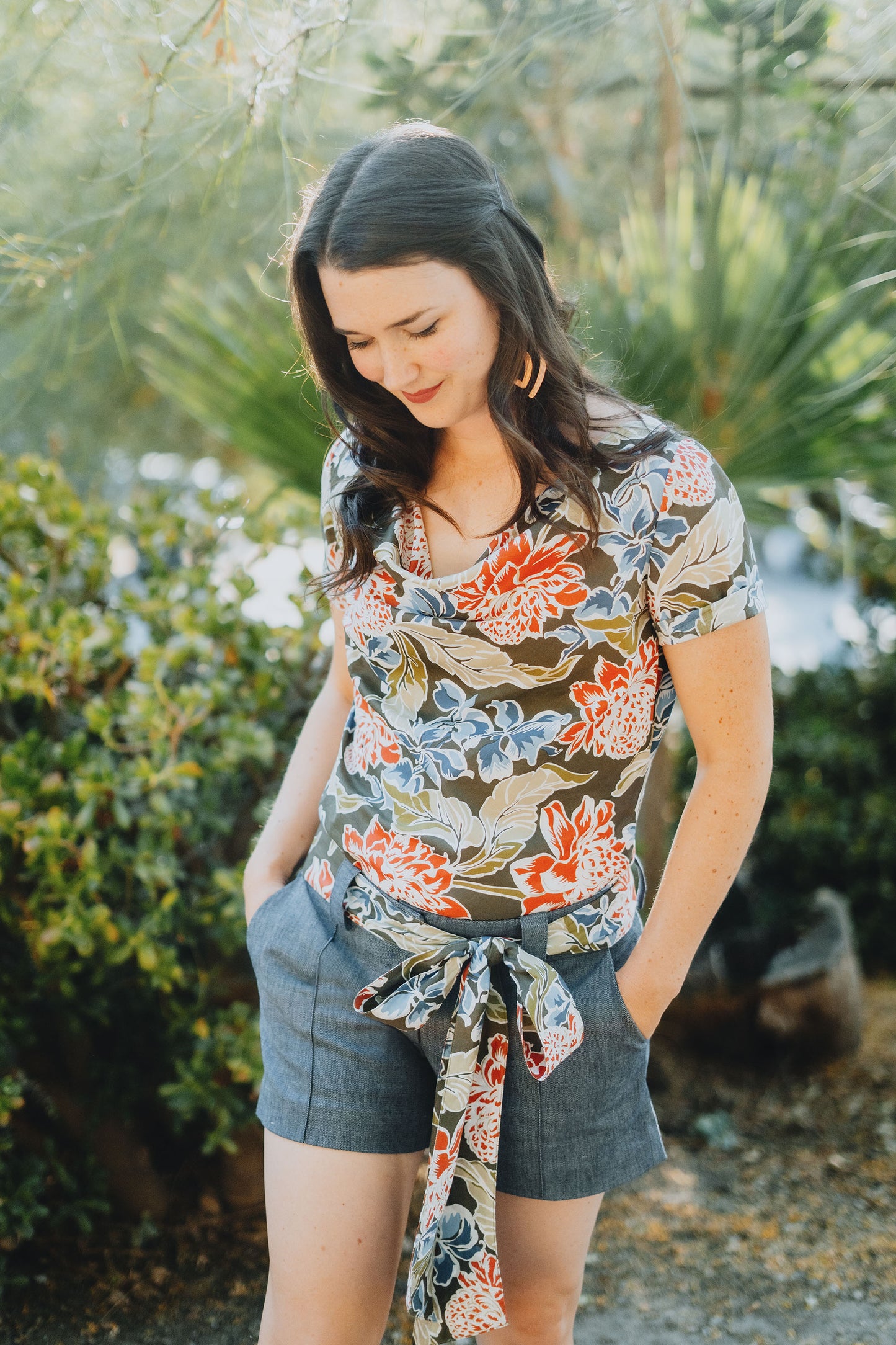 Floral Print Cowl-Neck Top