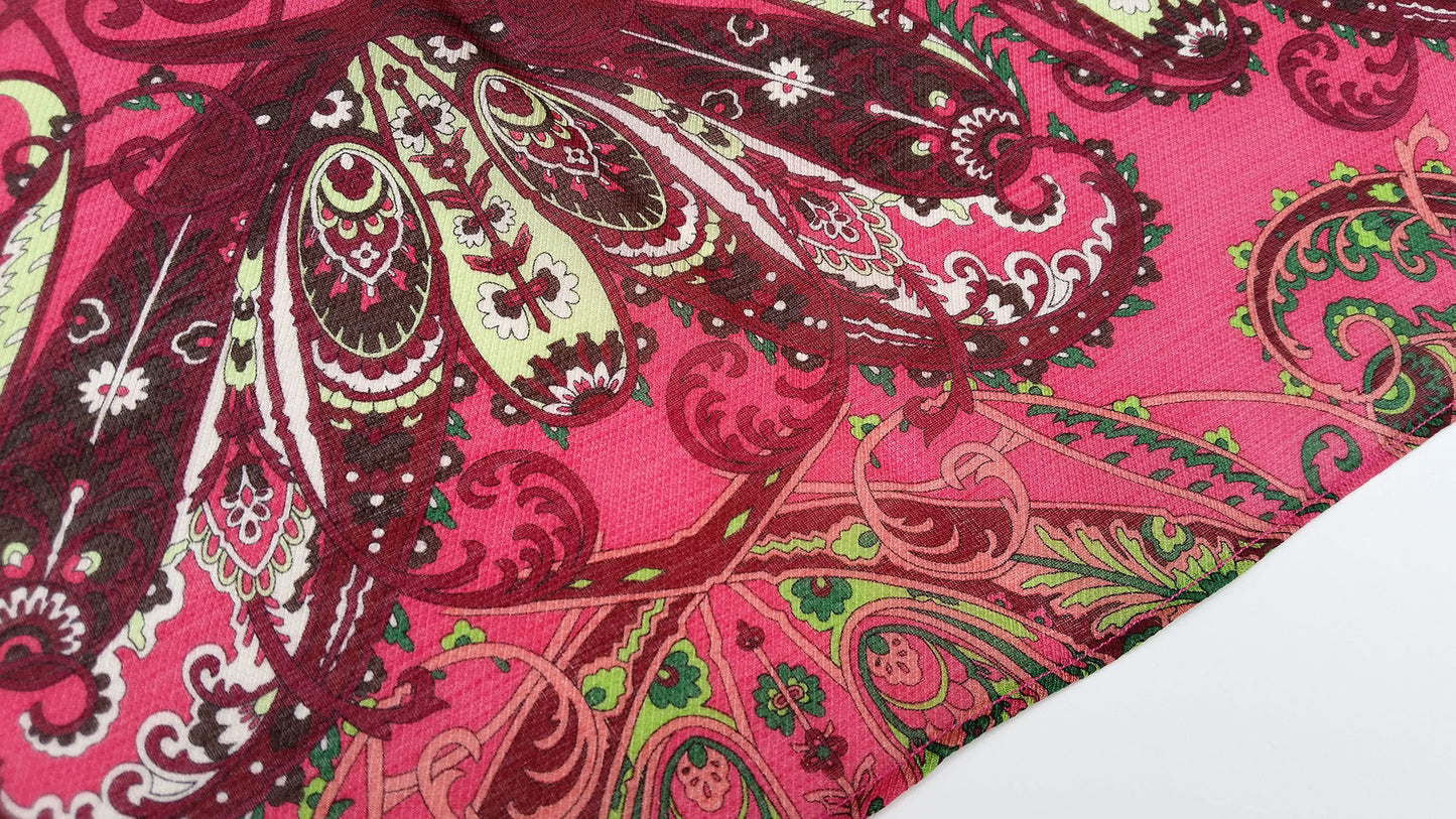 Twill Print Scarf - Cerise/Fern Paisley Twill