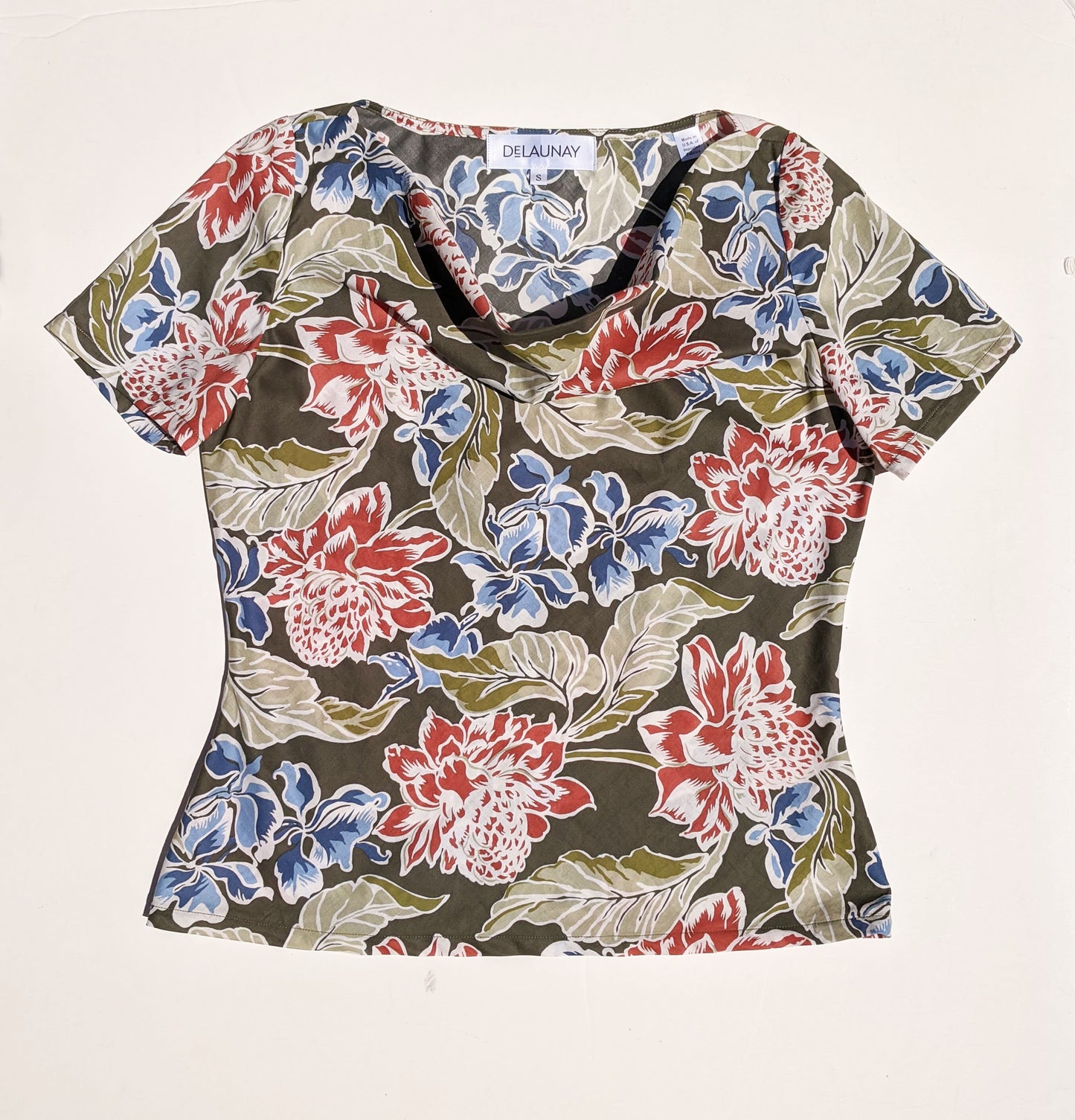 Floral Print Cowl-Neck Top