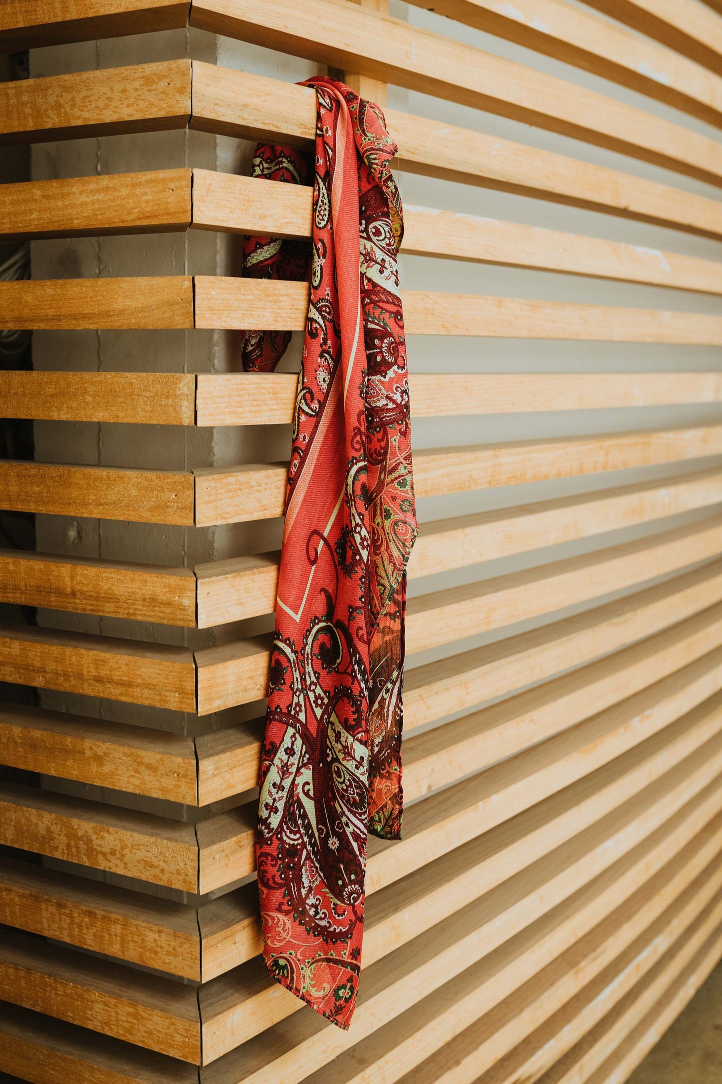 Twill Print Scarf - Cerise/Fern Paisley Twill