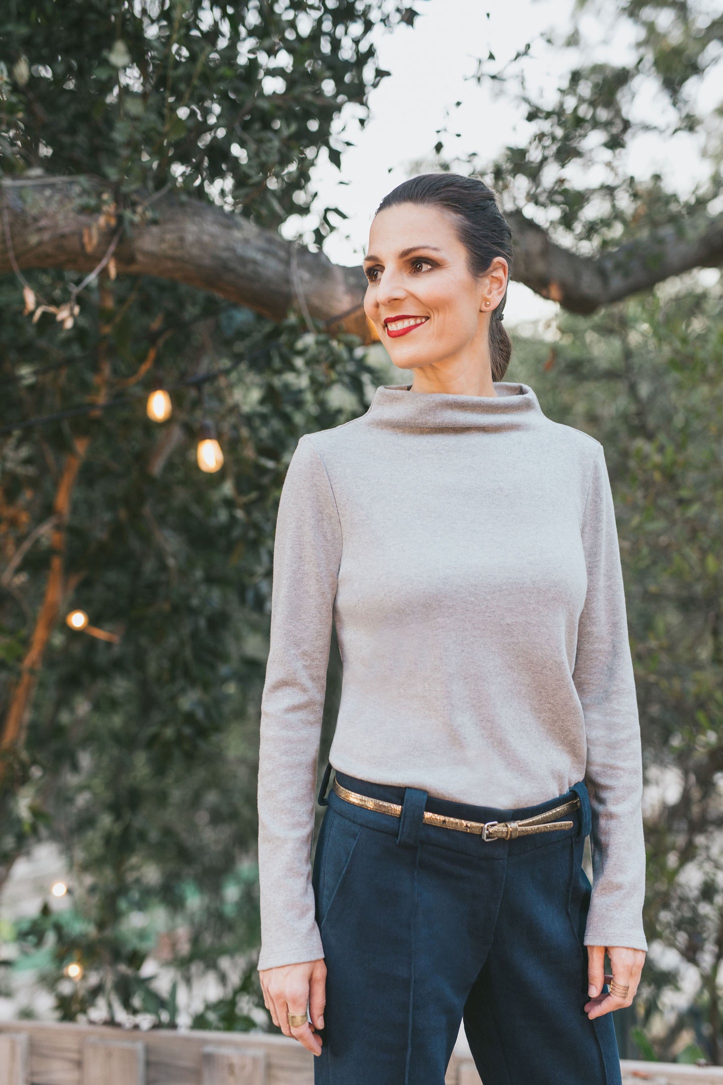 The T-Neck Organic Cotton Interlock Top