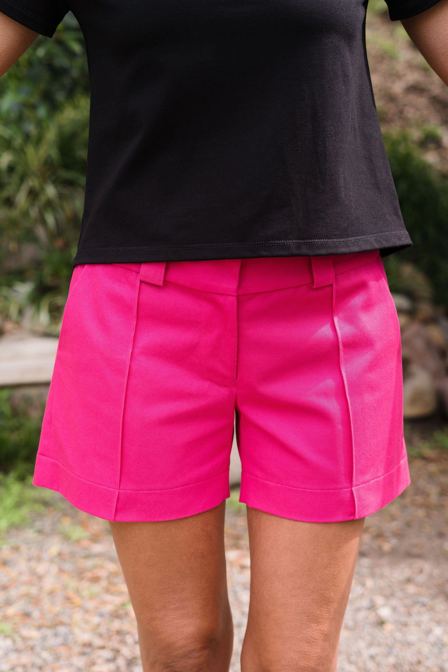 Organic Cotton Twill Pin-Tuck Shorts