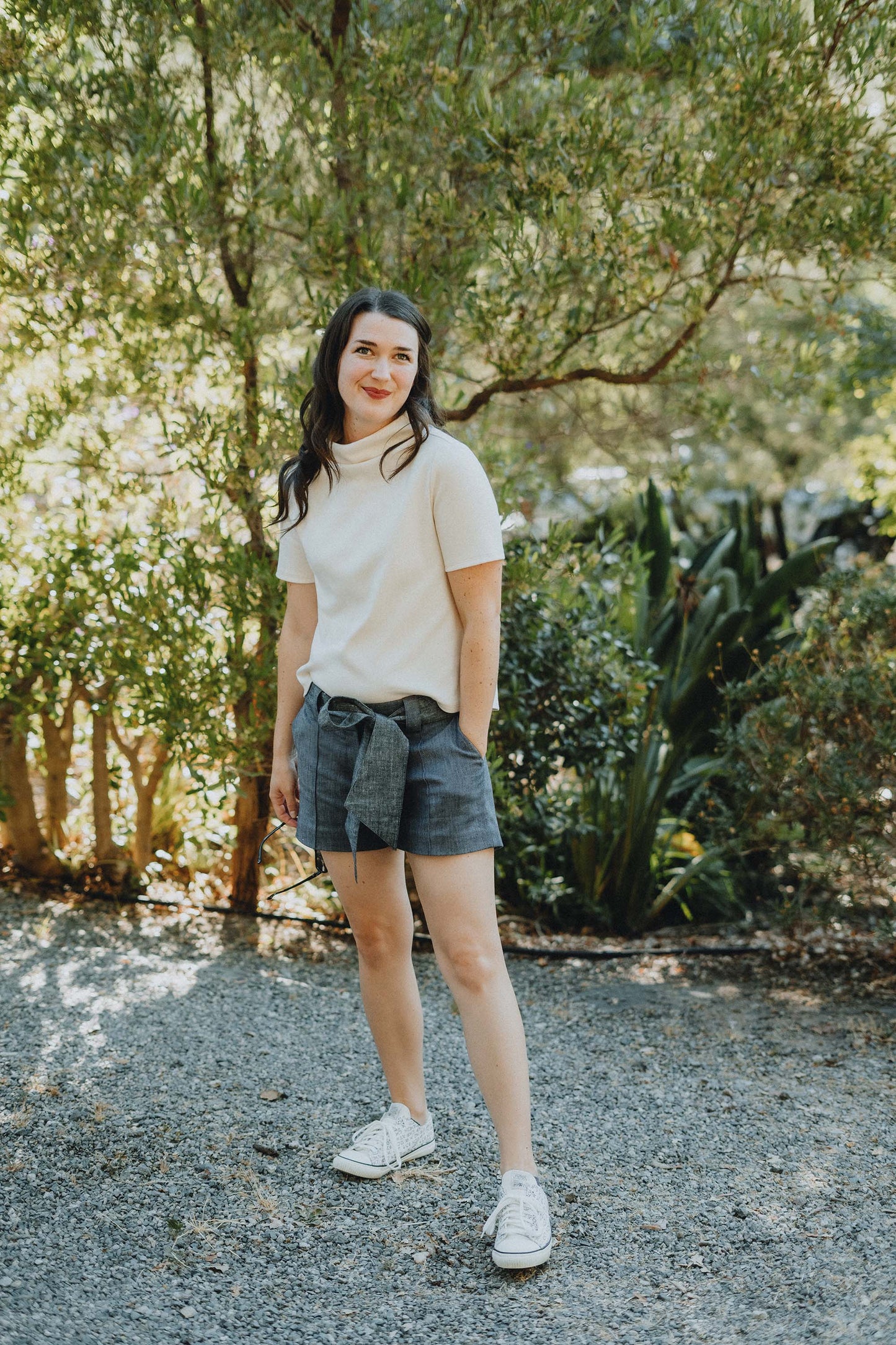 Belted Indigo Twill Shorts