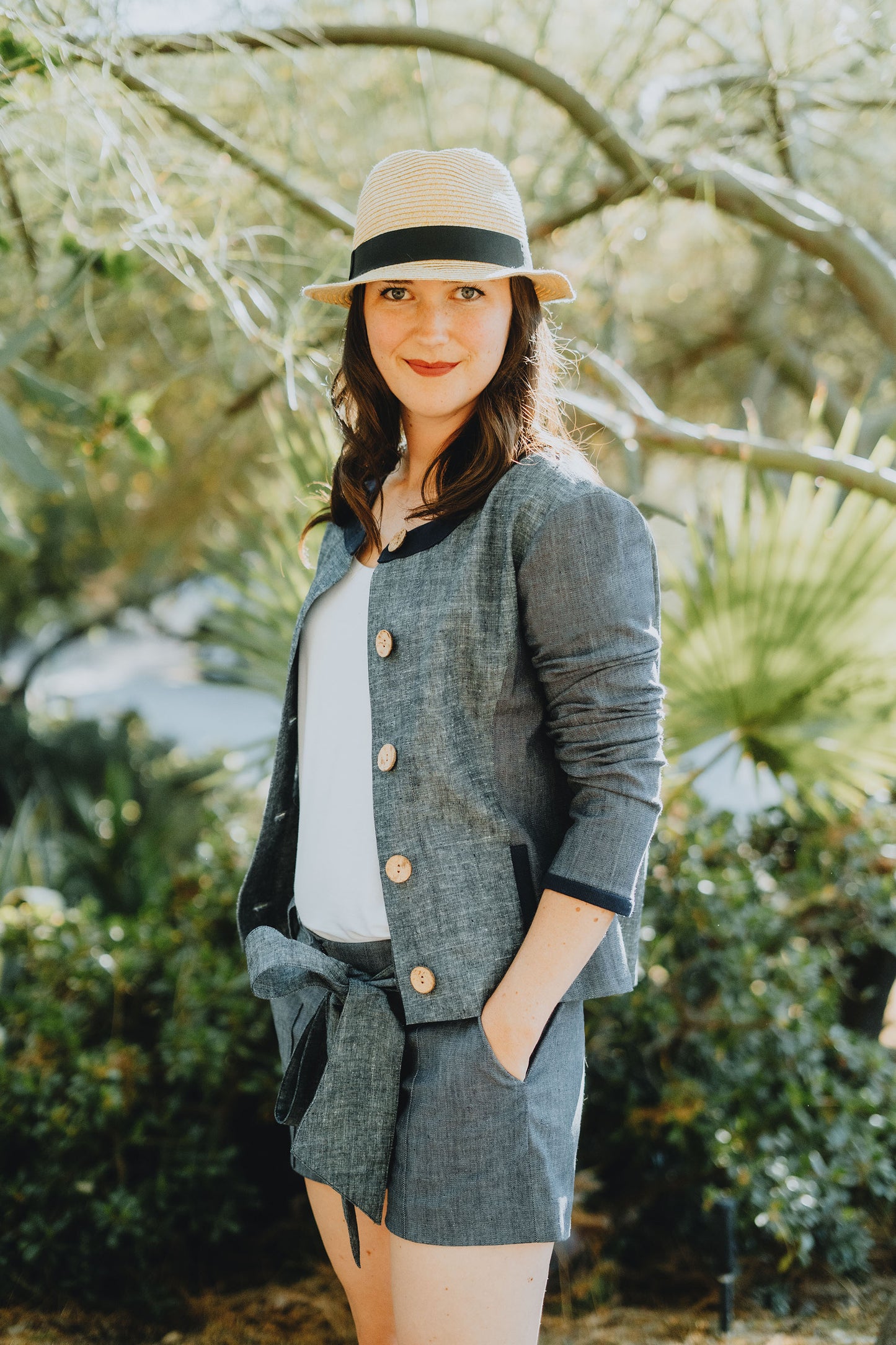 Belted Indigo Twill Shorts