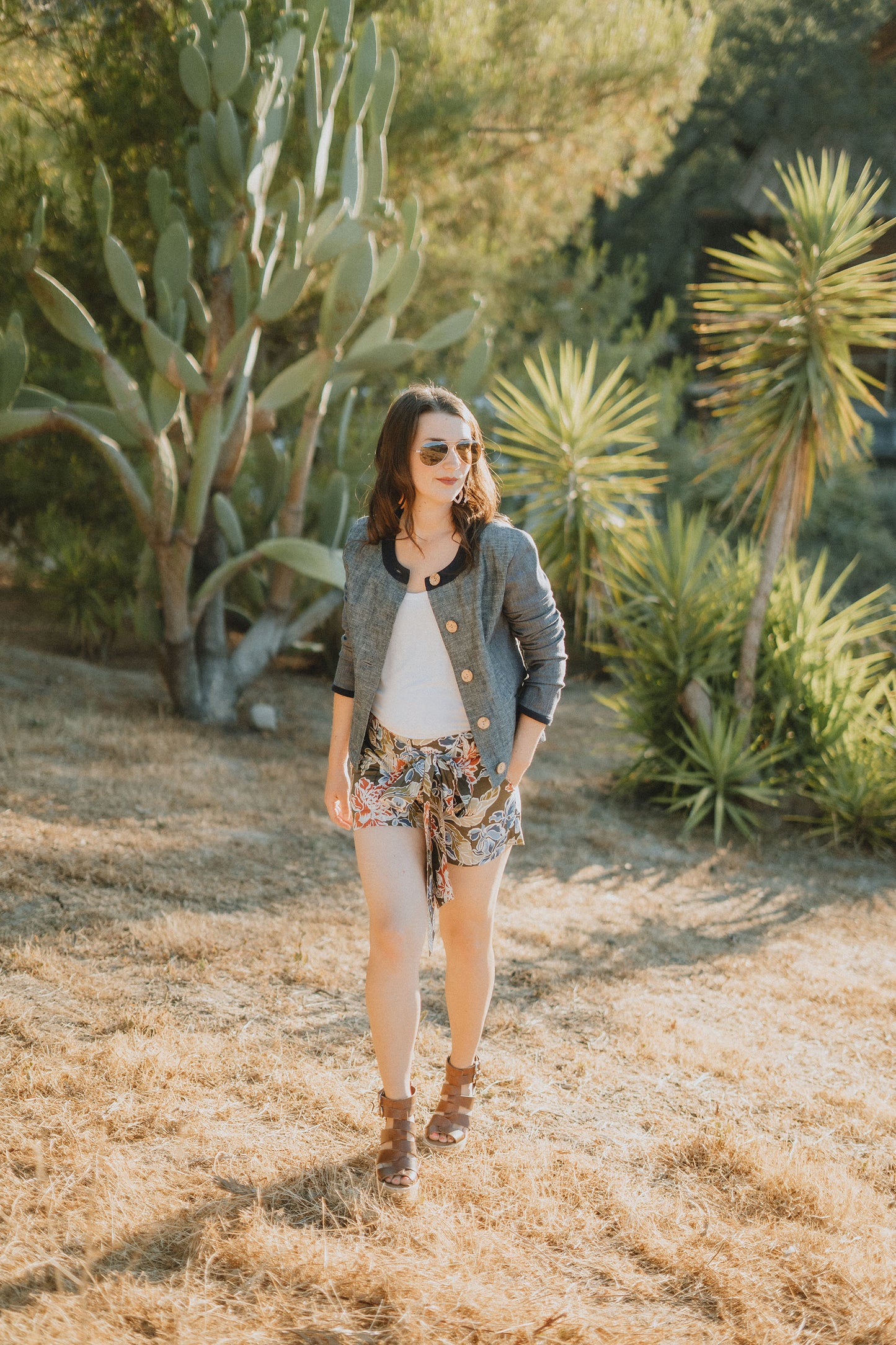 Floral Print Belted Short