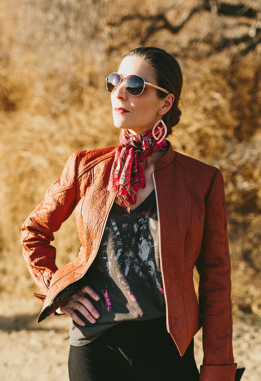 Reclaimed Twill Print Scarf - Cerise/Fern Paisley