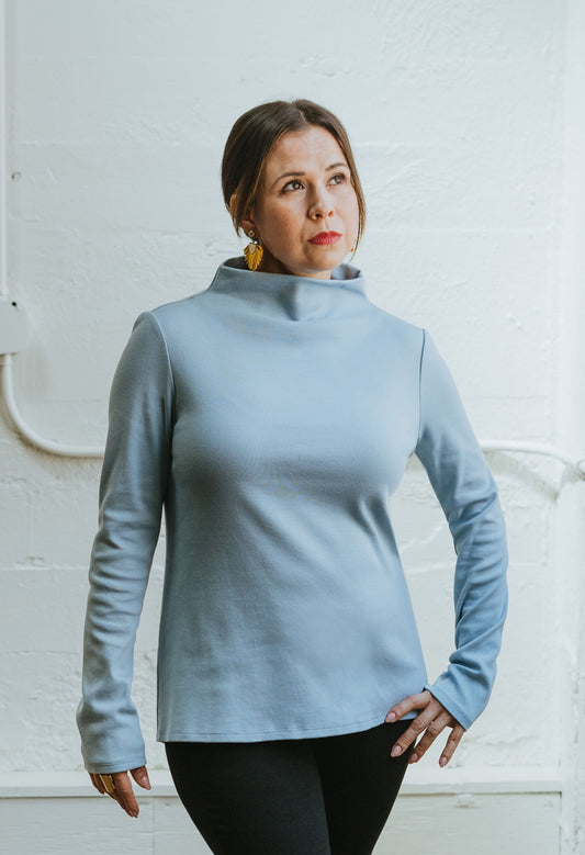 The T-Neck Organic Cotton Interlock Top