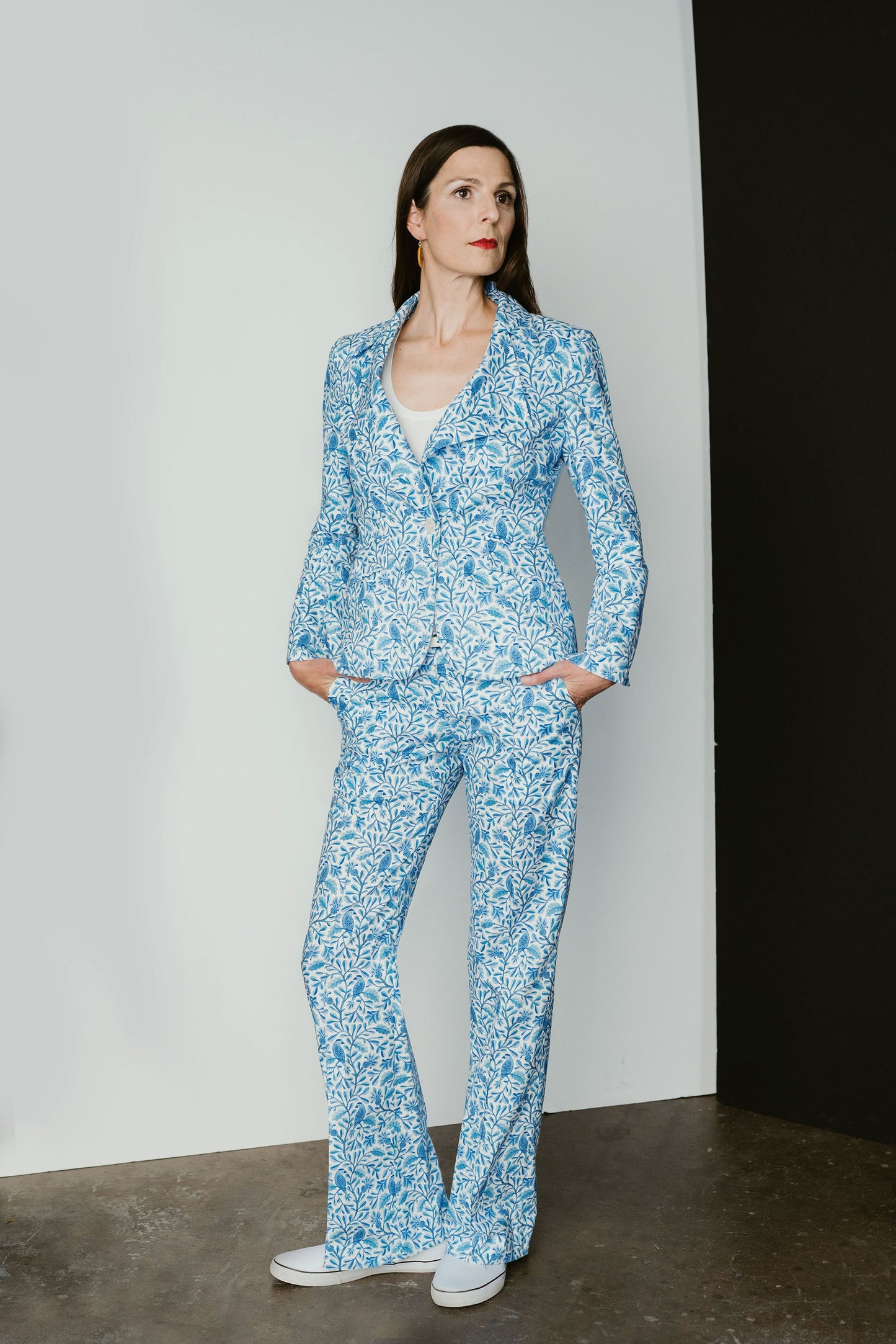 The Pin-Tuck Printed Trouser