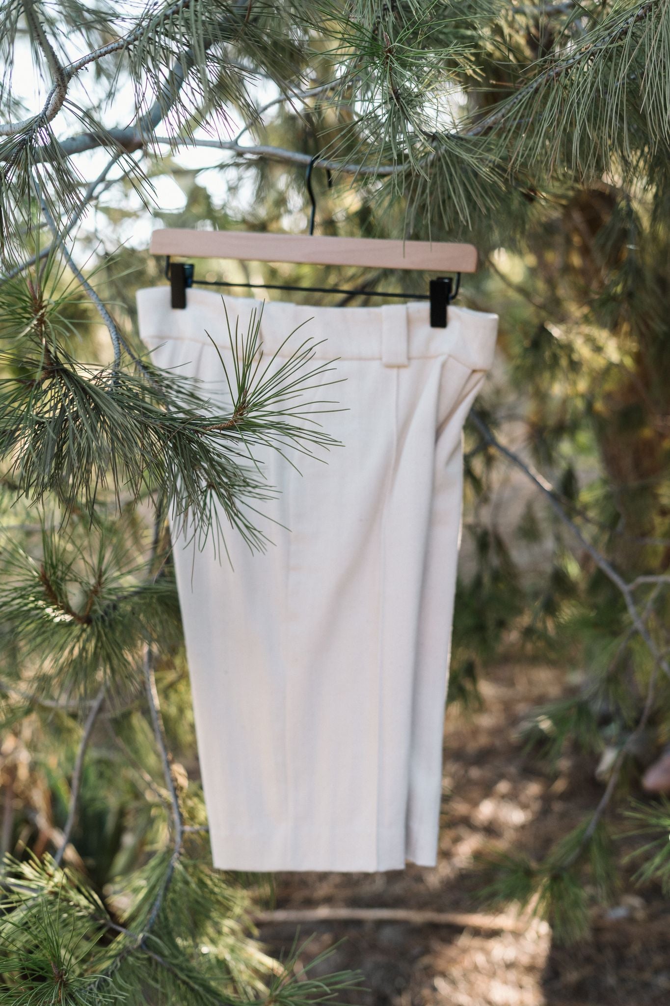 Pin-Tuck Cotton Herringbone Shorts